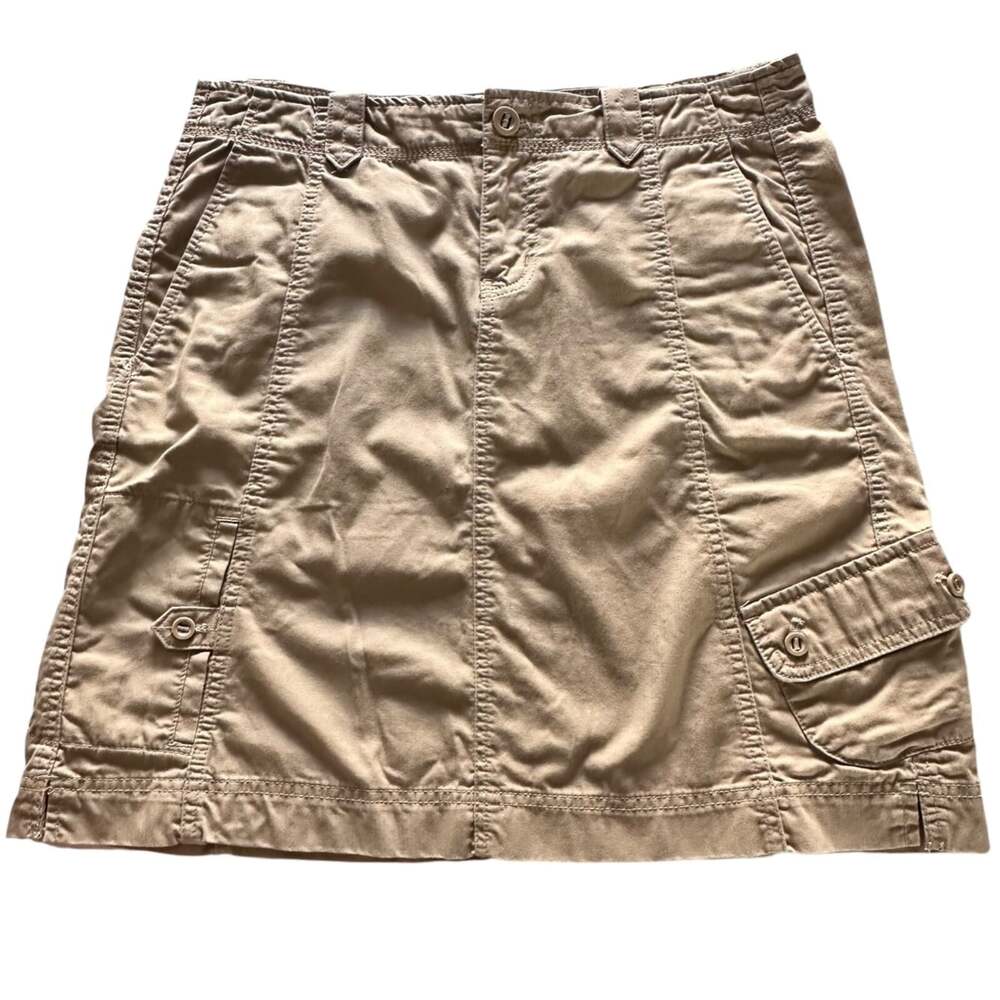 Eddie Bauer Women’s Utility Cargo Skirt Khaki Tan Sz 10 A Line Knee Length